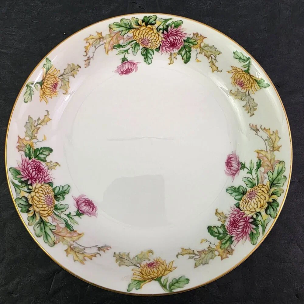 Mikado Sandra Floral Gold Trim Coupe Soup Salad Bowls – Set of 4